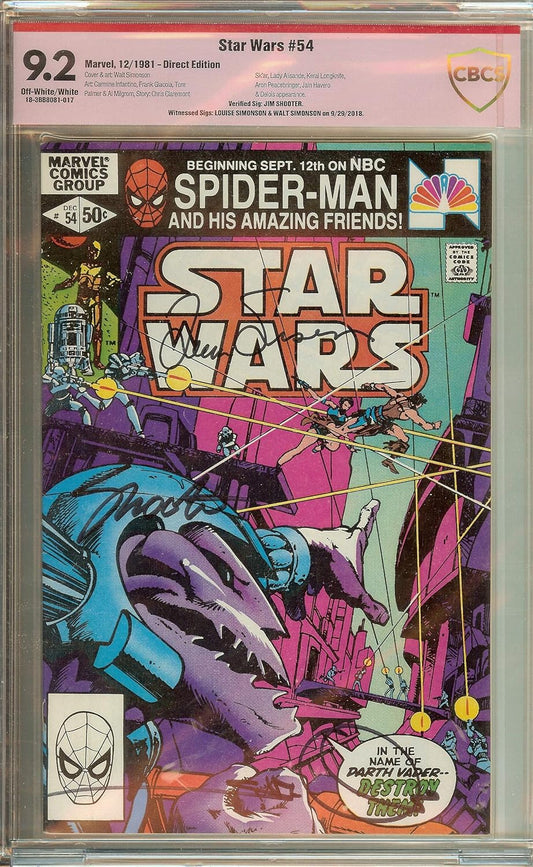 Marvel 1977 Star Wars #54 CBCS 9.2 (not CGC) Signed Louise & Walt Simonson & Jim Shooter