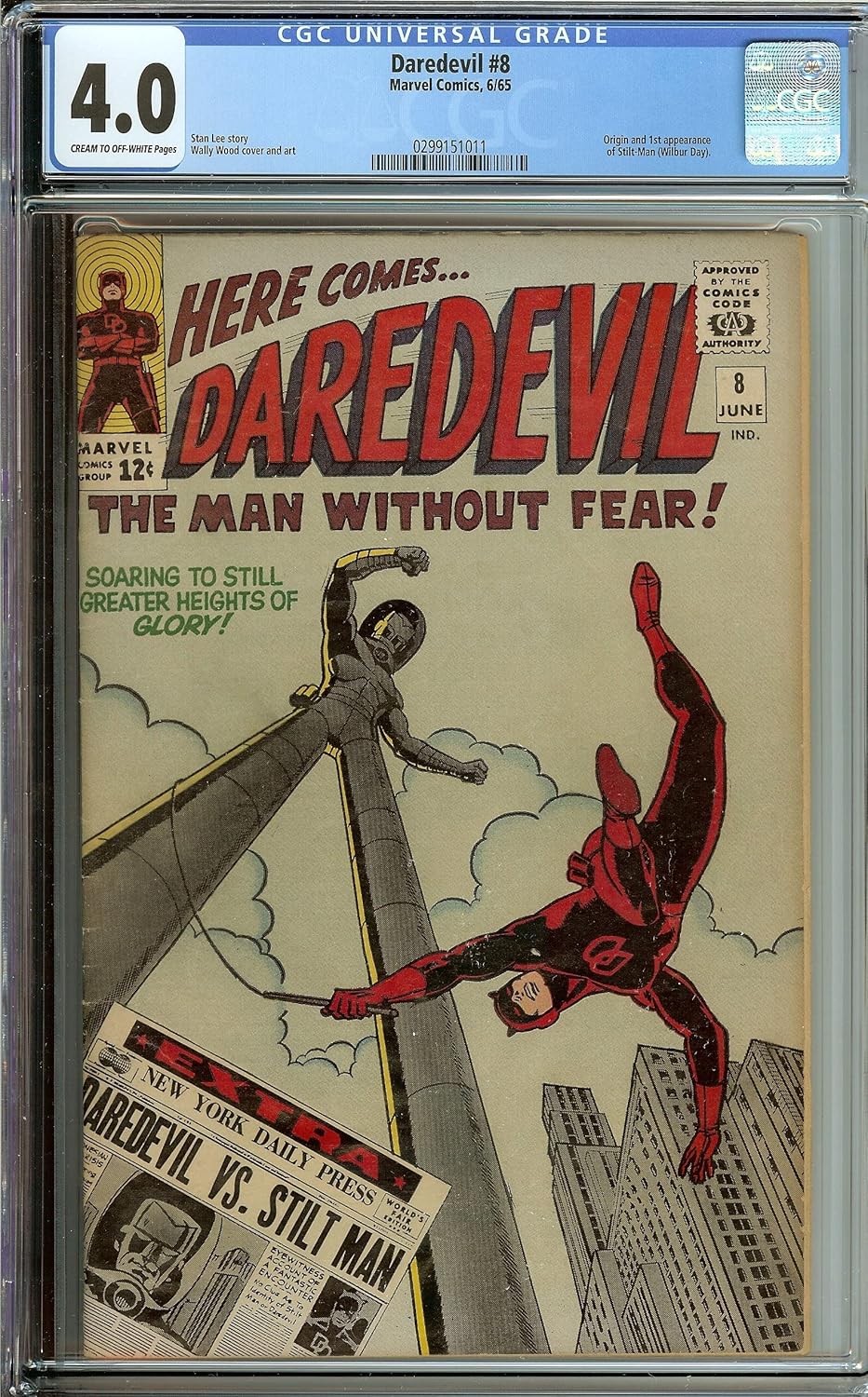 Daredevil #8 CGC 4.0 1st Red Costume of Stilt-Man Wilbur Day