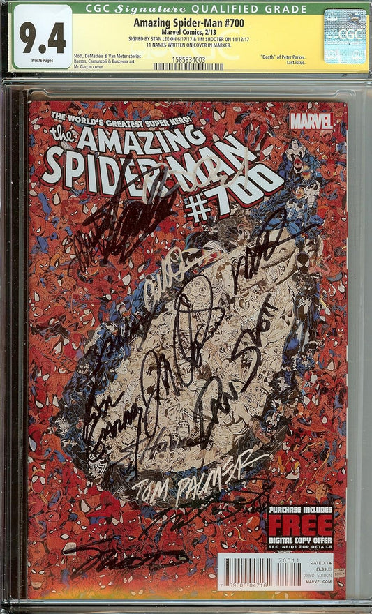 Autographed Amazing Spider-Man #700 CGC 9.4 Stan Lee Jim Shooter, Jim Shooter.