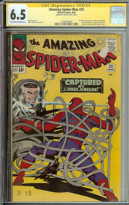 🔥 Amazing Spider-Man #25 CGC 6.5 Signed Stan Lee 1st Mary Jane Watson 🔥