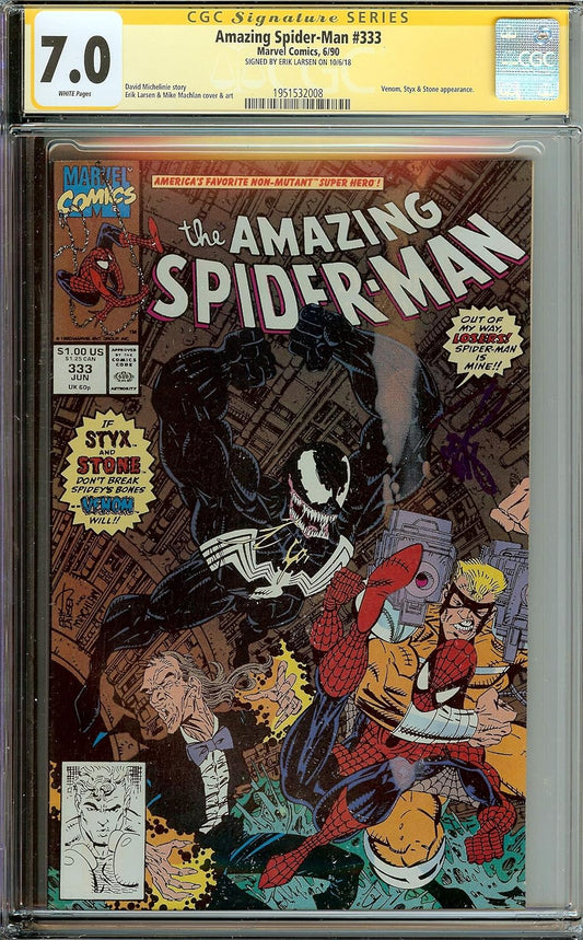 Autographed Amazing Spider-Man #333 CGC 7.0 Signed Erik Larsen