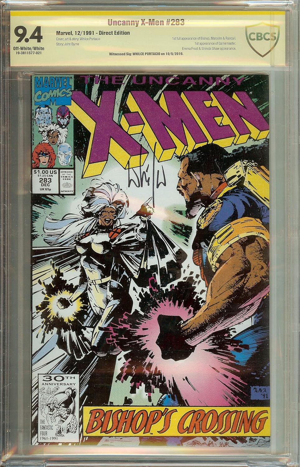 Uncanny X-Men #283 Bishop 1st Whilce Portacio CBCS (not CGC) 9.4