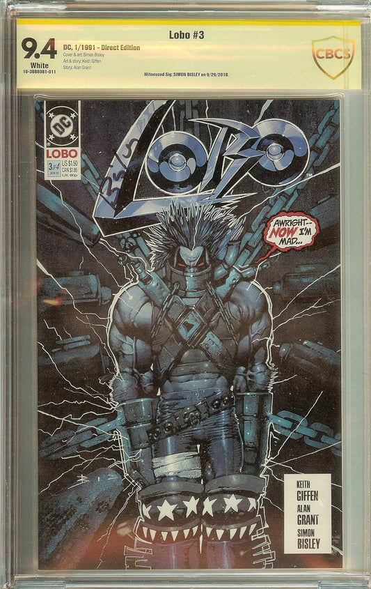 Lobo #3 1991 CBCS 9.4 Signed Simon Bisley