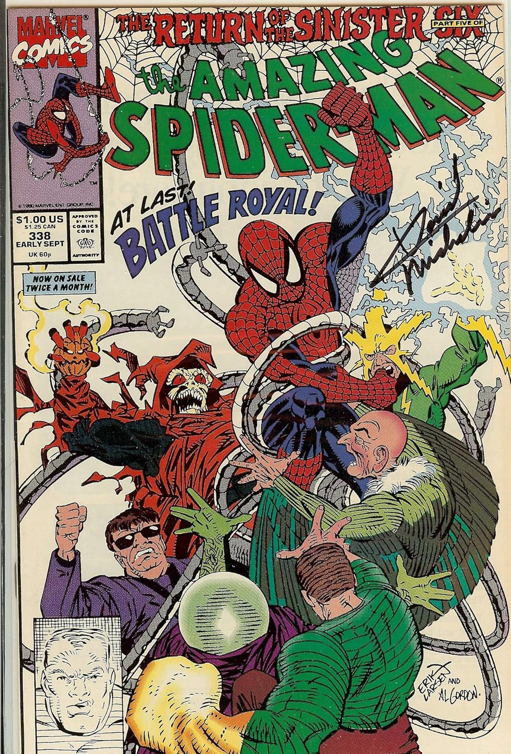 *SIGNED* Amazing Spider-Man #338 David Michelinie NM