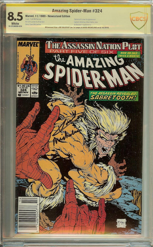 Autographed Amazing Spider-Man #324 Newsstand Signed Jim Salicrup & David Michelinie CBCS 8.5