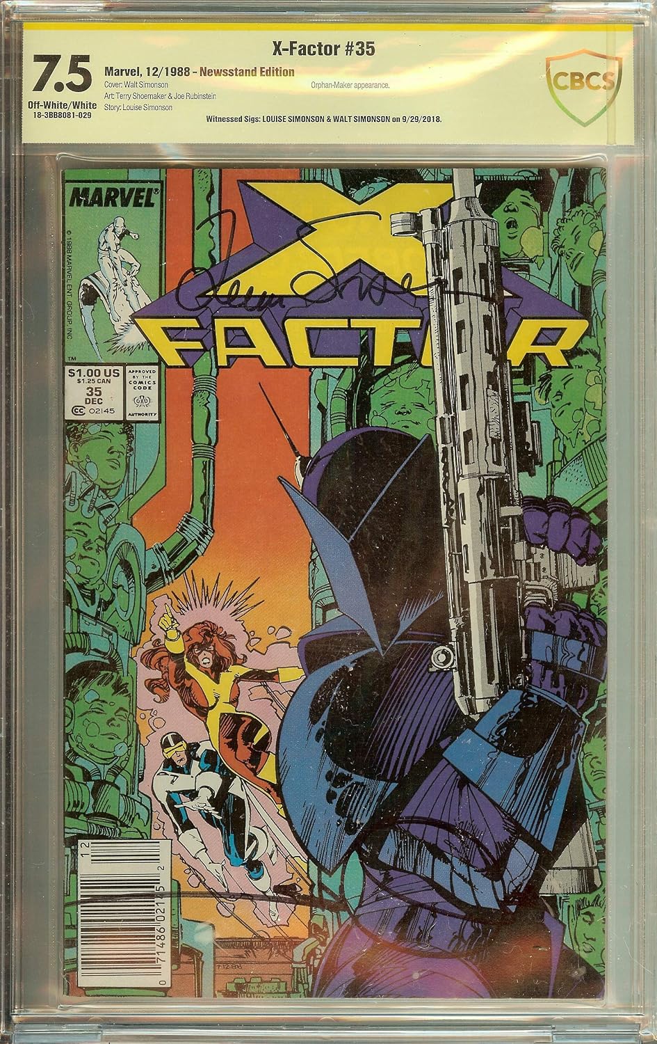 X-Factor #35 CBCS 7.5 (not CGC) Signed Louise & Walt Simonson