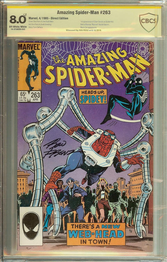 Amazing Spider-Man #263 CBCS 8.0 not CGC Signed Ron Frenz 1st App Normie Osborn Red Goblin