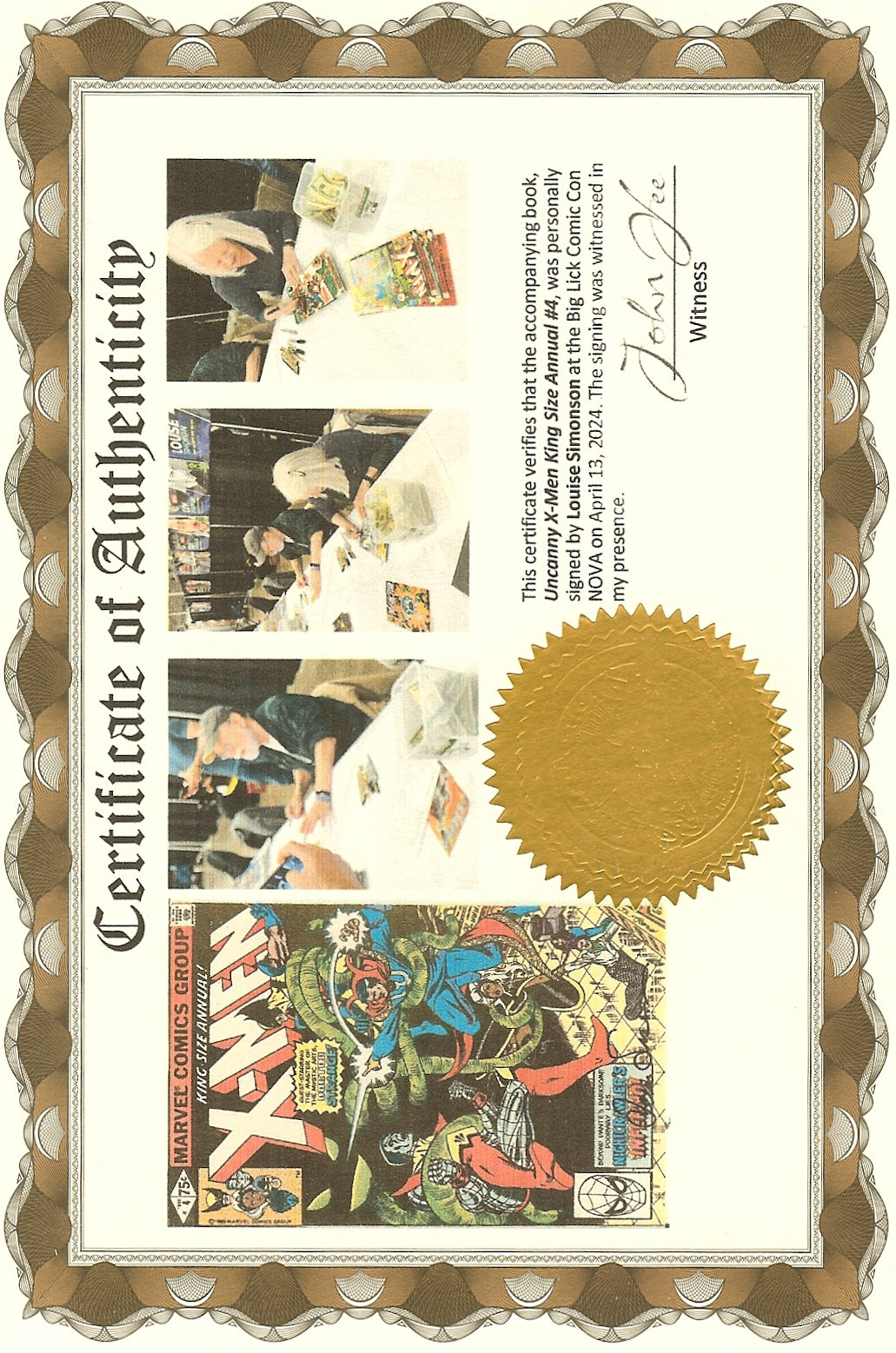 X-Men King-Size Annual #4 Signed Louise Simonson with COA