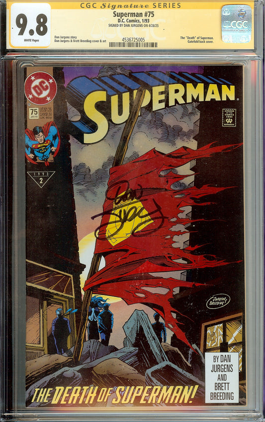 Superman #75 CGC 9.8 Signed Dan Jurgens